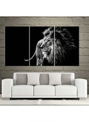 3-Piece Animal Theme Canvas Painting With Frame Black/White 120X60centimeter