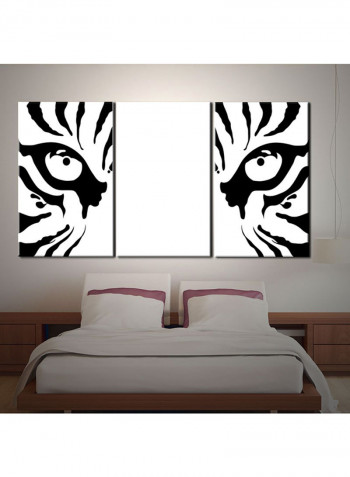 3-Piece Animal Theme Canvas Painting With Frame Black/White 120X60centimeter