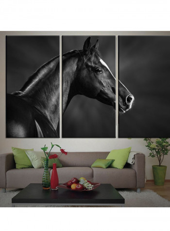 3-Piece Animal Theme Canvas Painting With Frame Grey 120X60centimeter