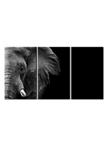 3-Piece Animal Theme Canvas Painting With Frame Grey 120X60centimeter