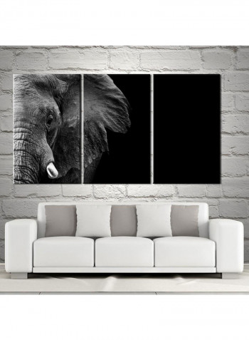 3-Piece Animal Theme Canvas Painting With Frame Grey 120X60centimeter
