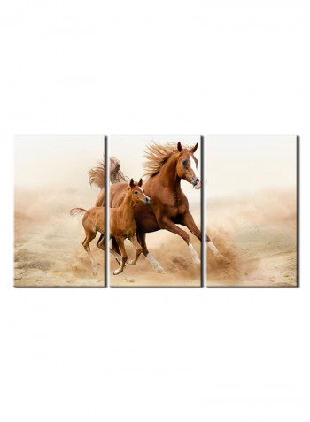 3-Piece Animal Theme Canvas Painting With Frame Multicolour 120X60centimeter