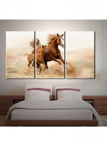 3-Piece Animal Theme Canvas Painting With Frame Multicolour 120X60centimeter