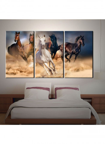 3-Piece Animal Theme Canvas Painting With Frame Multicolour 120X60centimeter