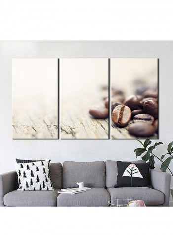 3-Piece Coffee Theme Canvas Painting With Frame Multicolour 120X60centimeter