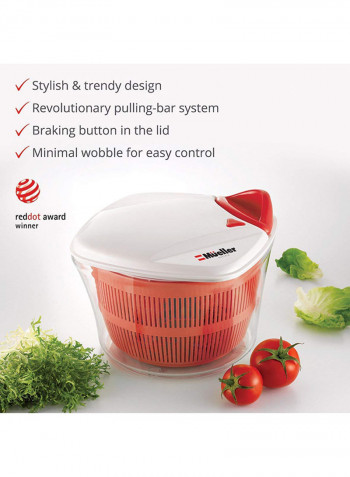 Vegetable Salad Spinner Red/White 5L