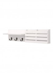 3-Hooks Wall Shelf White/Black 24x4.5x6inch