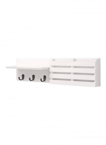 3-Hooks Wall Shelf White/Black 24x4.5x6inch