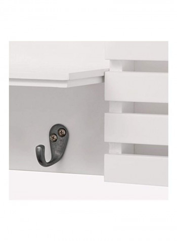 3-Hooks Wall Shelf White/Black 24x4.5x6inch