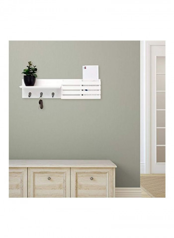 3-Hooks Wall Shelf White/Black 24x4.5x6inch