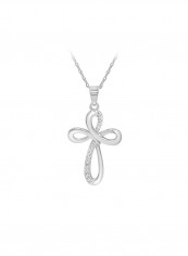 925 Sterling Silver With 0.05 Ct Diamond Pendant Necklace