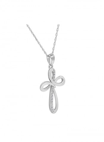925 Sterling Silver With 0.05 Ct Diamond Pendant Necklace