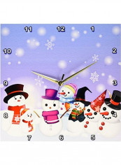 Cartoon Snowman Printed Wall Clock Multicolour 13x13x0.1inch