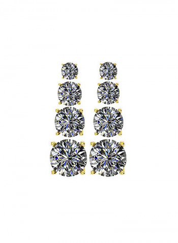 Stainless Steel Cubic Zirconia Stud Earrings