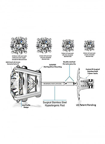 Stainless Steel Cubic Zirconia Stud Earrings