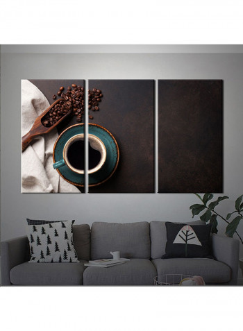 3-Piece Coffee Theme Canvas Painting With Frame Multicolour 120X60centimeter