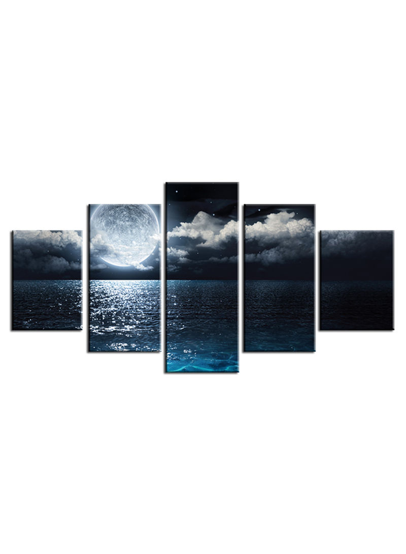 5-Piece Moon Theme Canvas Painting With Frame Multicolour 100X55centimeter
