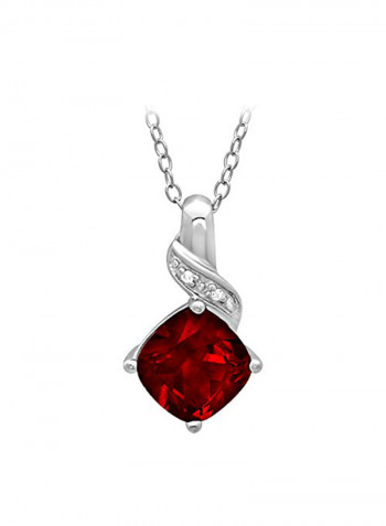 925 Sterling Silver Diamond and Ruby Pendant Necklace