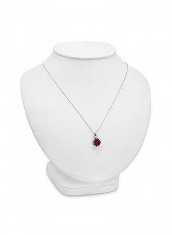 925 Sterling Silver Diamond and Ruby Pendant Necklace