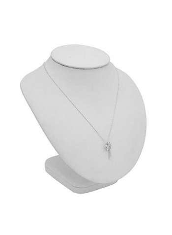 925 Sterling Silver Diamond Studded Palm Tree Pendant Necklace