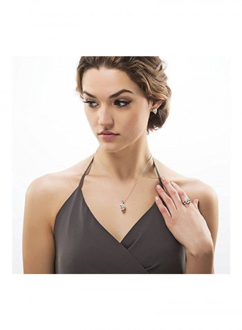925 Sterling Silver Zirconia Studded Rhodium Plated Fashion Pendant Necklace