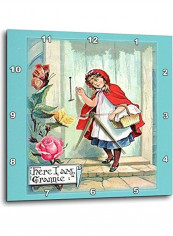 Victorian Little Red Riding Hood Wall Clock Multicolour 13x13inch