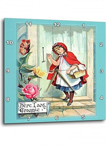 Victorian Little Red Riding Hood Wall Clock Multicolour 13x13inch