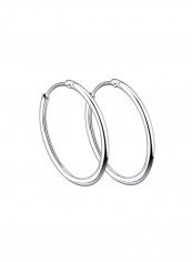 14 Karat White Gold Plated 925 Sterling Silver Hoop Earrings