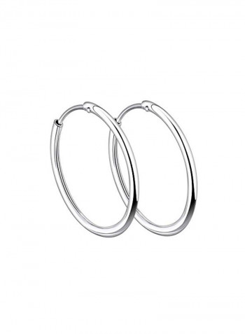 14 Karat White Gold Plated 925 Sterling Silver Hoop Earrings