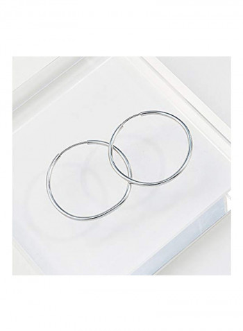 14 Karat White Gold Plated 925 Sterling Silver Hoop Earrings