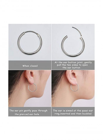 14 Karat White Gold Plated 925 Sterling Silver Hoop Earrings