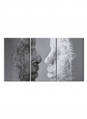 3-Piece Abstract Theme Canvas Painting With Frame White/Black 120X60centimeter
