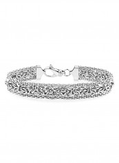 Byzantine Bead Mesh Link Sterling Silver Bracelet