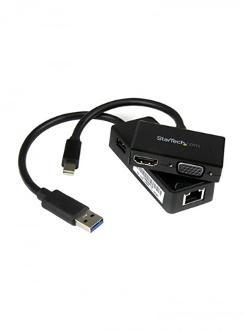 2-Piece Cable Adapter For Microsoft Surface 3/Surface 3 Pro Black