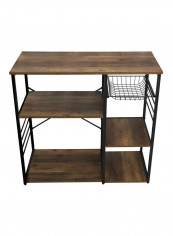 Five Tier Wooden Kitchen Storage Table Brown/Black 85x90x40cm