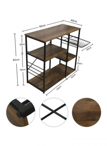 Five Tier Wooden Kitchen Storage Table Brown/Black 85x90x40cm