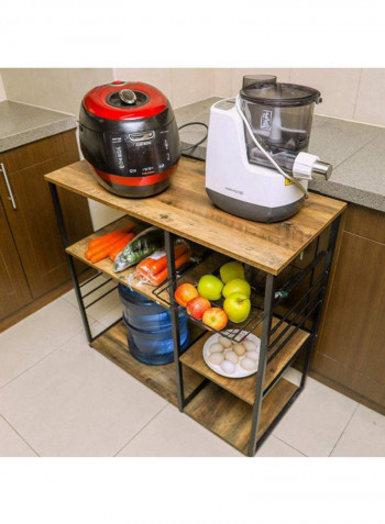 Five Tier Wooden Kitchen Storage Table Brown/Black 85x90x40cm