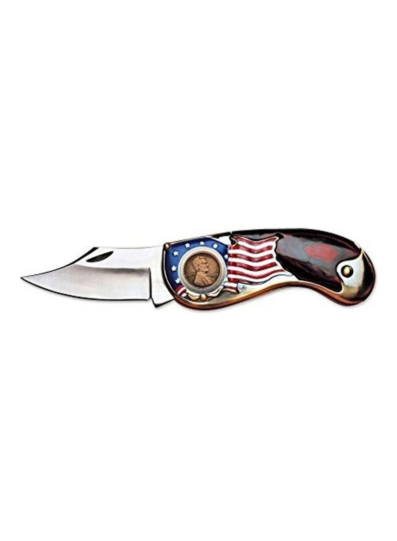 American Flag And Coin Designed Pocket Knife 5X2X1inch