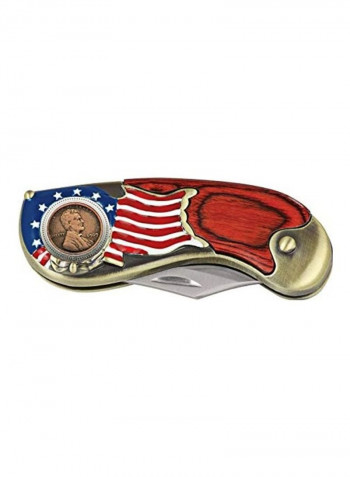 American Flag And Coin Designed Pocket Knife 5X2X1inch