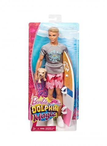 Dolphin Magic Ken Doll Puppy and Surfboard 3 x 13inch