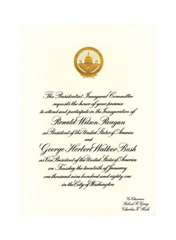 Official Ronald Reagan First Presidential Inauguration Invitation 11X9X1inch