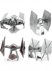 Set Of 4 Star Wars Tie Fighter 3D Metal Model Kit 7x6x1inch
