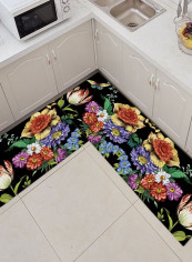 1-Piece Soft Rectangle Floral Printed Home Water Absorbent Floor Rug Multicolour 50x160cm
