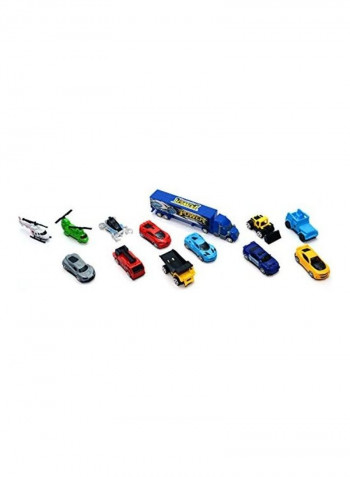 13-Piece Huge Long Haul Garage Truck With Stylish Racing Cars