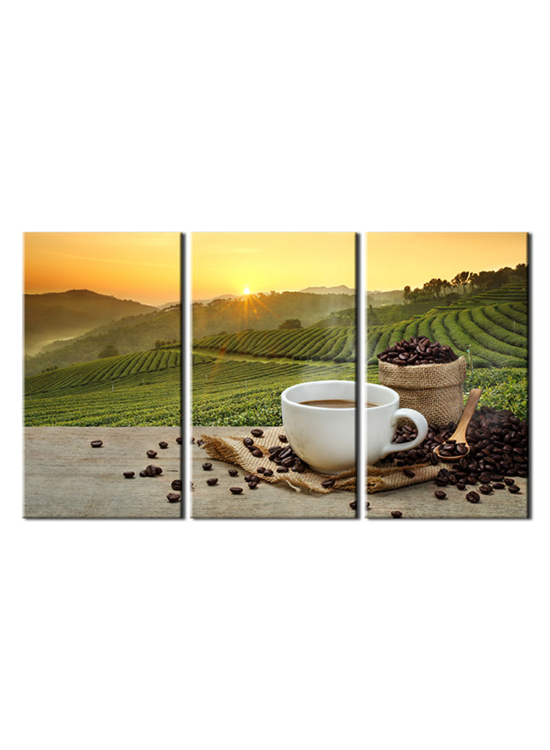 3-Piece Coffee Theme Canvas Painting With Frame Multicolour 120X60centimeter