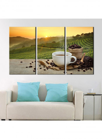 3-Piece Coffee Theme Canvas Painting With Frame Multicolour 120X60centimeter
