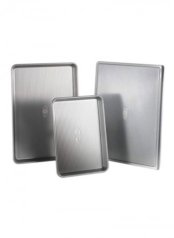 3-Piece Aluminized Steel Bakeware Set Silver