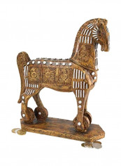 Legendary Trojan Horse Sculpture Gold/Clear 9.5x3.5x11.5inch