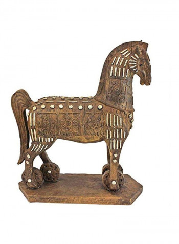 Legendary Trojan Horse Sculpture Gold/Clear 9.5x3.5x11.5inch