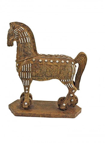 Legendary Trojan Horse Sculpture Gold/Clear 9.5x3.5x11.5inch